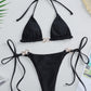 2 Piece Metal Rings Micro Bikini Swimsuit Push Up Bikini Set Swimwear Black Brazilian Bathing Suit Beachwear The Clothing Company Sydney