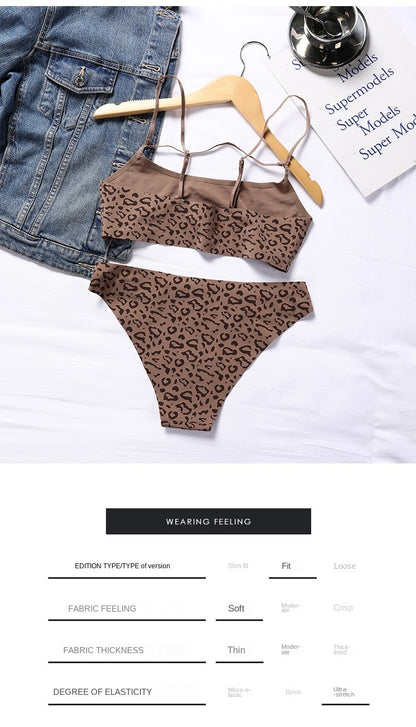 Leopard Print Women's Underwear Set Bra Brief Sets Seamless Bralette Lingerie Set The Clothing Company Sydney