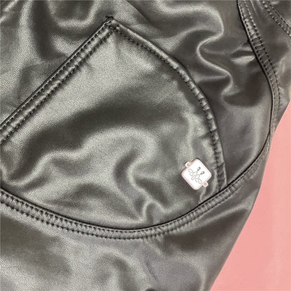 Melody Black Pleather Pants Womens Heat Fleece Lined Leggings Pu Skinny Push Up Trousers The Clothing Company Sydney