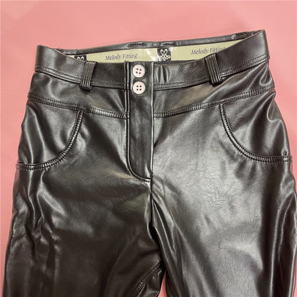 Melody Black Pleather Pants Womens Heat Fleece Lined Leggings Pu Skinny Push Up Trousers The Clothing Company Sydney