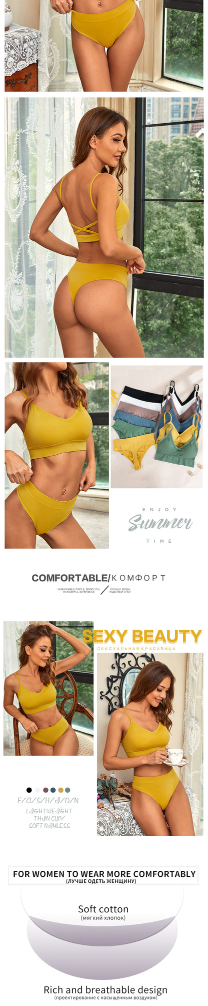 2 Piece Bra Set Bralette Underwear Lingerie Ribbed Tops Seamless Wire Free Bra and  Panty Set The Clothing Company Sydney