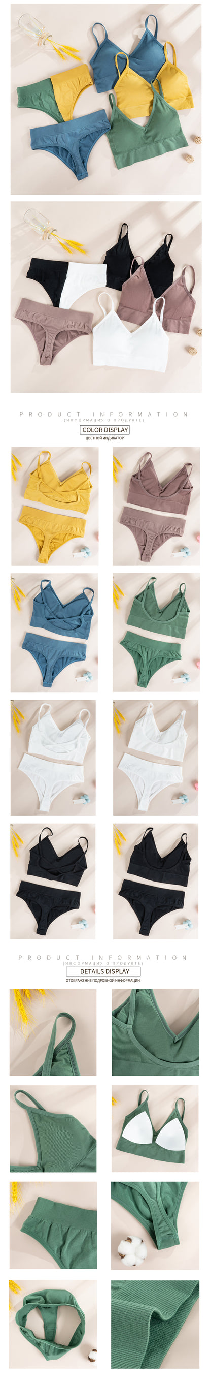 2 Piece Bra Set Bralette Underwear Lingerie Ribbed Tops Seamless Wire Free Bra and  Panty Set The Clothing Company Sydney