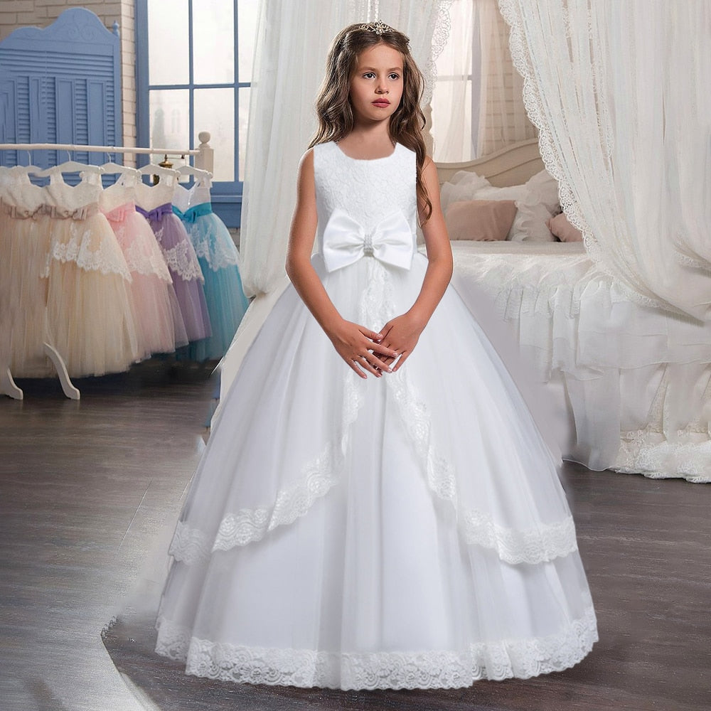 White Lace Bridesmaid Dress Kids Dresses For Girls Children Princess Evening Dress Girl Party Wedding Dress Costume The Clothing Company Sydney