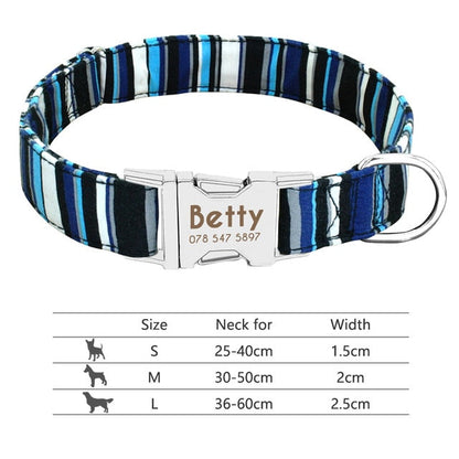Nylon Personalized Pet Collar Engraved ID Tag Nameplate Reflective for Small Medium Large Dogs The Clothing Company Sydney