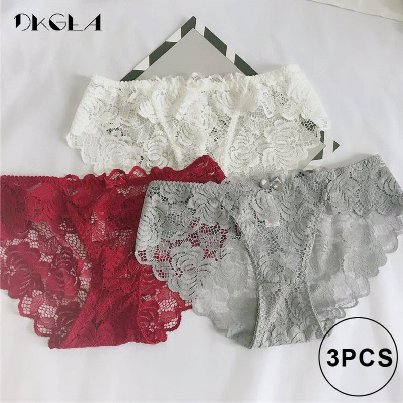 3 Piece Lace Underwear  Plus Size Low rise Transparent Embroidered Panties The Clothing Company Sydney