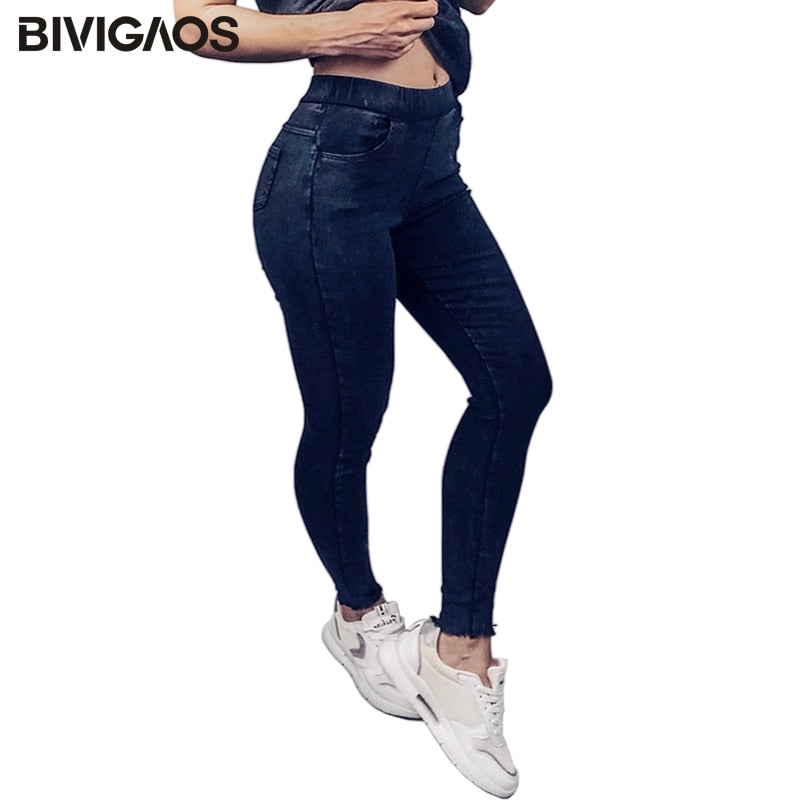 Spring Embroidered Letters Washed Jeans Leggings Skinny Slim Woven Pencil Pants Jeans Jeggings The Clothing Company Sydney