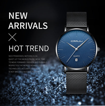 Men's Luxury Blue Waterproof Ultra Thin Date Simple Casual Quartz Watch The Clothing Company Sydney