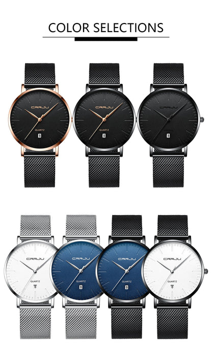 Men's Luxury Blue Waterproof Ultra Thin Date Simple Casual Quartz Watch The Clothing Company Sydney
