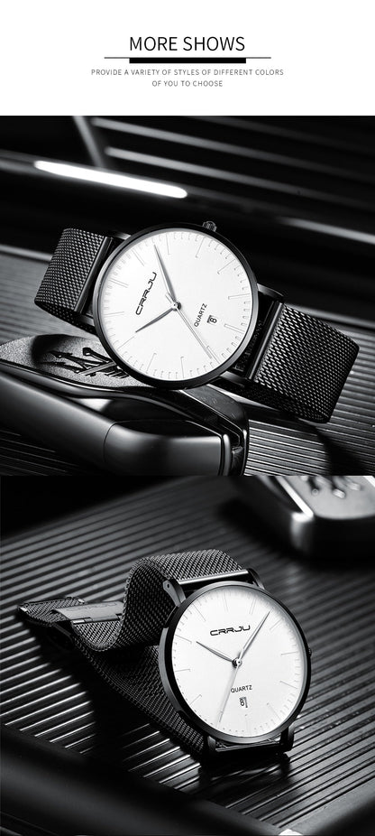 Men's Luxury Blue Waterproof Ultra Thin Date Simple Casual Quartz Watch The Clothing Company Sydney