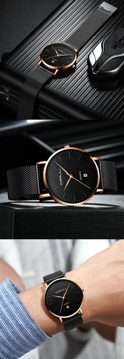Men's Luxury Blue Waterproof Ultra Thin Date Simple Casual Quartz Watch The Clothing Company Sydney