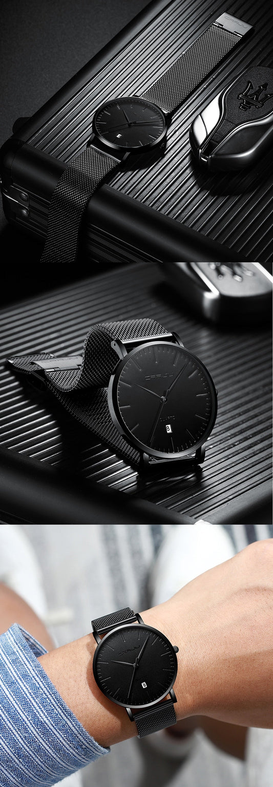 Men's Luxury Blue Waterproof Ultra Thin Date Simple Casual Quartz Watch The Clothing Company Sydney