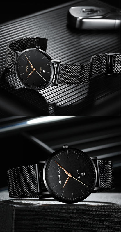 Men's Luxury Blue Waterproof Ultra Thin Date Simple Casual Quartz Watch The Clothing Company Sydney