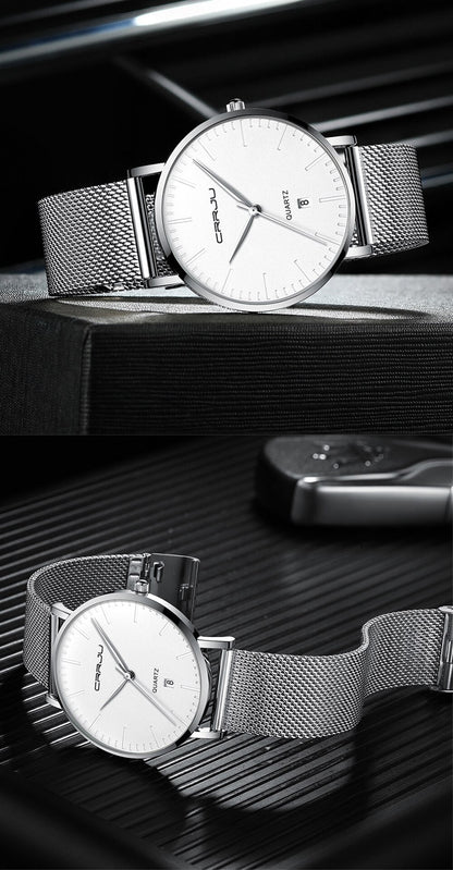 Men's Luxury Blue Waterproof Ultra Thin Date Simple Casual Quartz Watch The Clothing Company Sydney