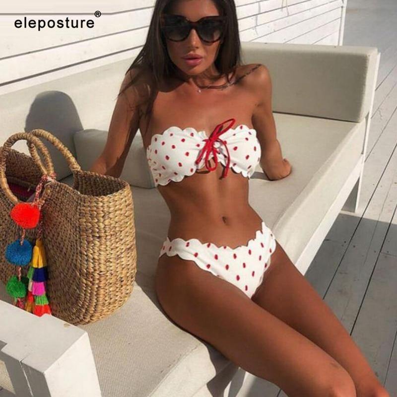 Polka Dot Two Piece Swimsuit Push Up Swimwear Floral Side Bathing Suit Brazilian Beach Wear Bikini Set The Clothing Company Sydney