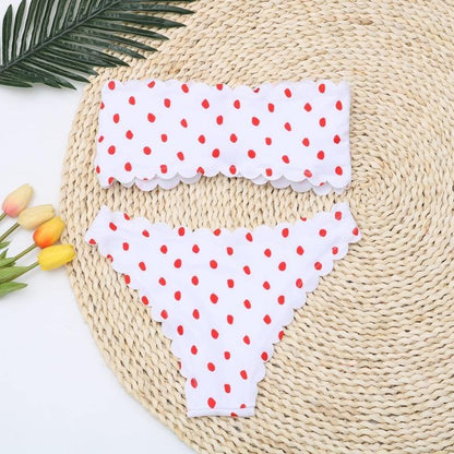 Polka Dot Two Piece Swimsuit Push Up Swimwear Floral Side Bathing Suit Brazilian Beach Wear Bikini Set The Clothing Company Sydney
