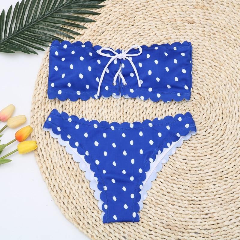 Polka Dot Two Piece Swimsuit Push Up Swimwear Floral Side Bathing Suit Brazilian Beach Wear Bikini Set The Clothing Company Sydney