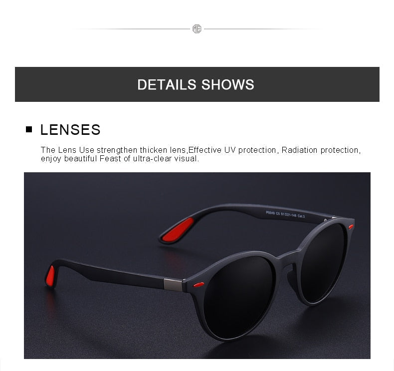 Designer Men's & Women's Classic Retro Rivet Polarized Sunglasses TR90 Legs Lighter Design Oval Frame UV400 Protection Polarized Sunglasses The Clothing Company Sydney