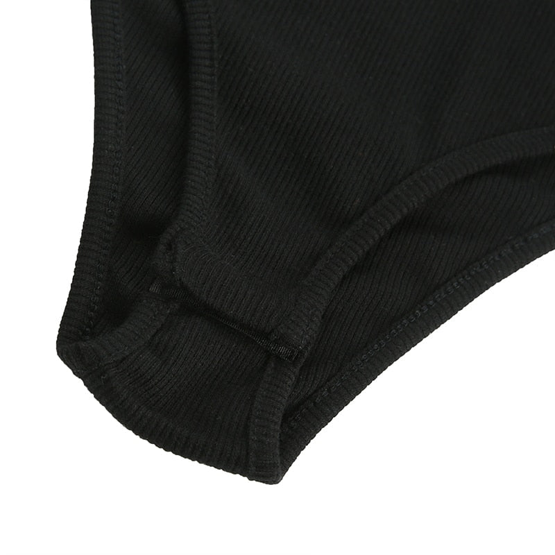 Black Sleeveless Ribbed Knitted Summer Solid Basic Bodycon Jumpsuit Body Women Fashion Bodysuit The Clothing Company Sydney