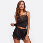 Summer Sleeveless Spaghetti Strap Nightwear Lace Trim Satin Cami Top and Shorts Pyjama Set The Clothing Company Sydney