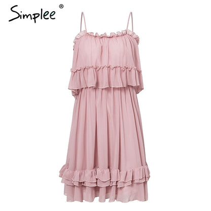 Elegant ruffle off shoulder Spaghetti strap chiffon summer dress The Clothing Company Sydney