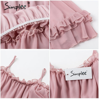Elegant ruffle off shoulder Spaghetti strap chiffon summer dress The Clothing Company Sydney