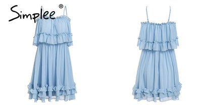 Elegant ruffle off shoulder Spaghetti strap chiffon summer dress The Clothing Company Sydney
