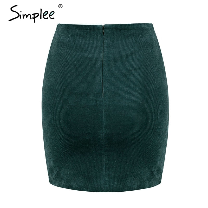 Vintage high waist Boho pencil corduroy winter Embroidered autumn green mini skirt The Clothing Company Sydney