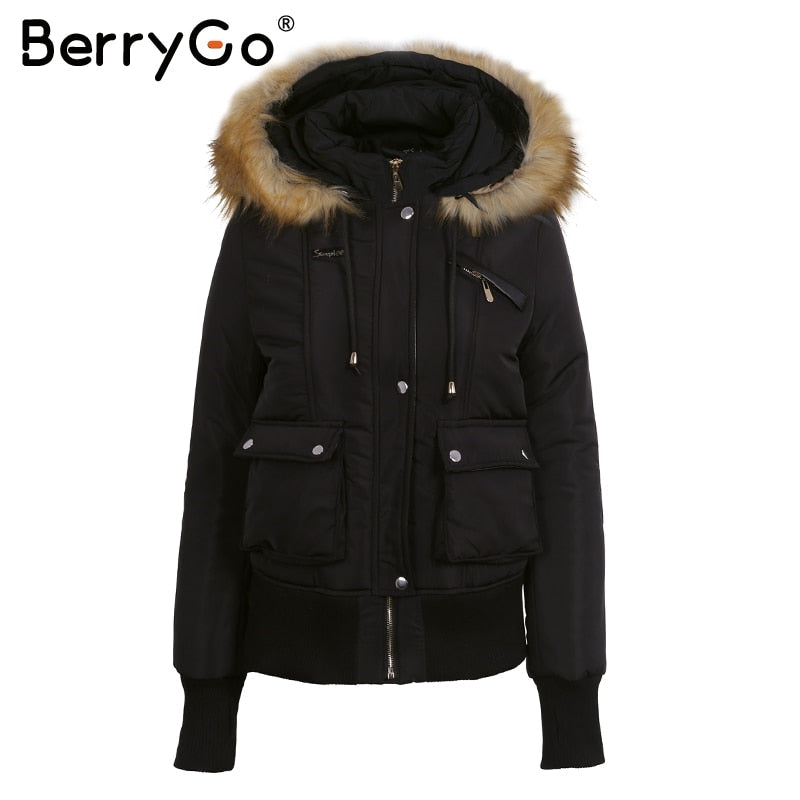 Hooded Fur Waist Length Zipper Front Bomber Jacket in 3 Colours The Clothing Company Sydney