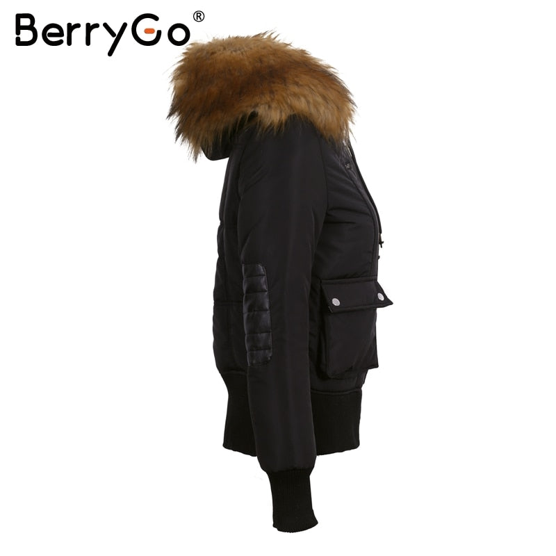 Hooded Fur Waist Length Zipper Front Bomber Jacket in 3 Colours The Clothing Company Sydney
