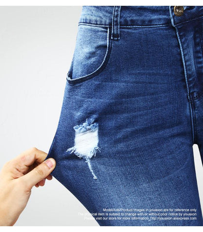 Ultra Stretchy Blue Tassel Ripped  Denim Pants Pencil Skinny Jeans The Clothing Company Sydney