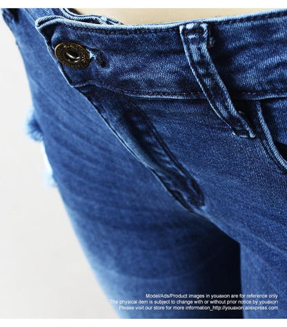 Ultra Stretchy Blue Tassel Ripped  Denim Pants Pencil Skinny Jeans The Clothing Company Sydney