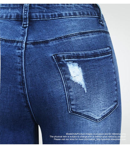 Ultra Stretchy Blue Tassel Ripped  Denim Pants Pencil Skinny Jeans The Clothing Company Sydney