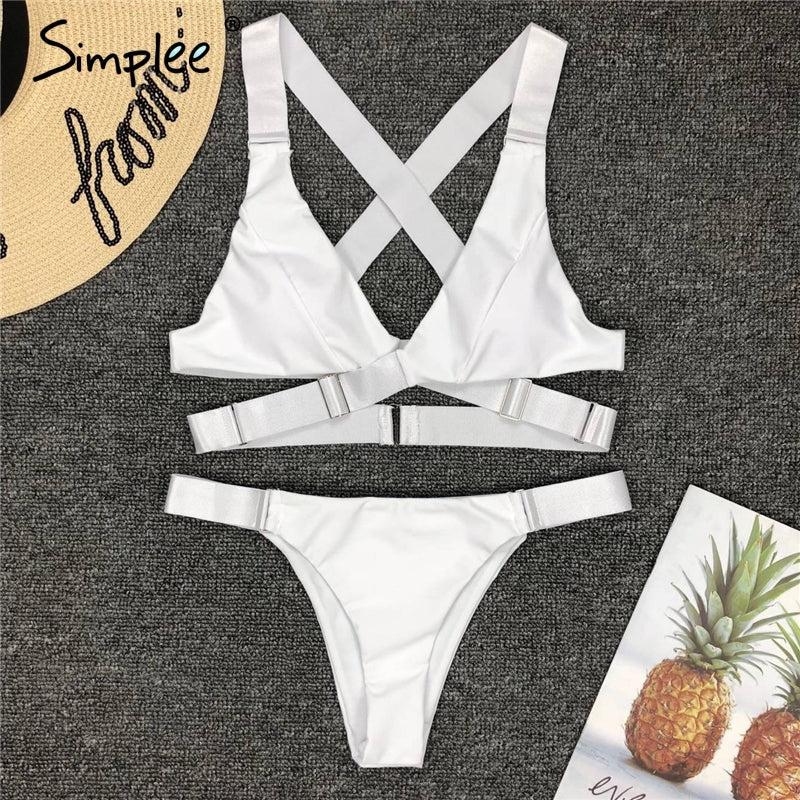 Two-piece bikini set Push up bandage swimsuit Sexy summer beach style ladies swimwear set white swimwear The Clothing Company Sydney