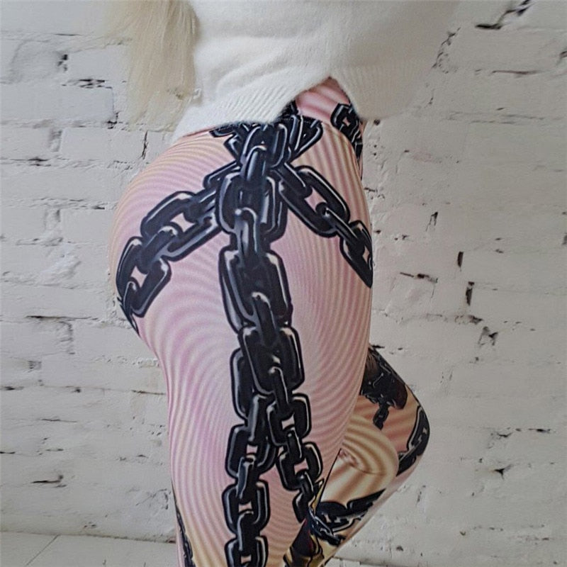 Women's Comic Cartoon 3D Printing Trousers High Stretch GJeggings Punk Rock Leggins Disco Pants High Waist Fitness Leggings The Clothing Company Sydney