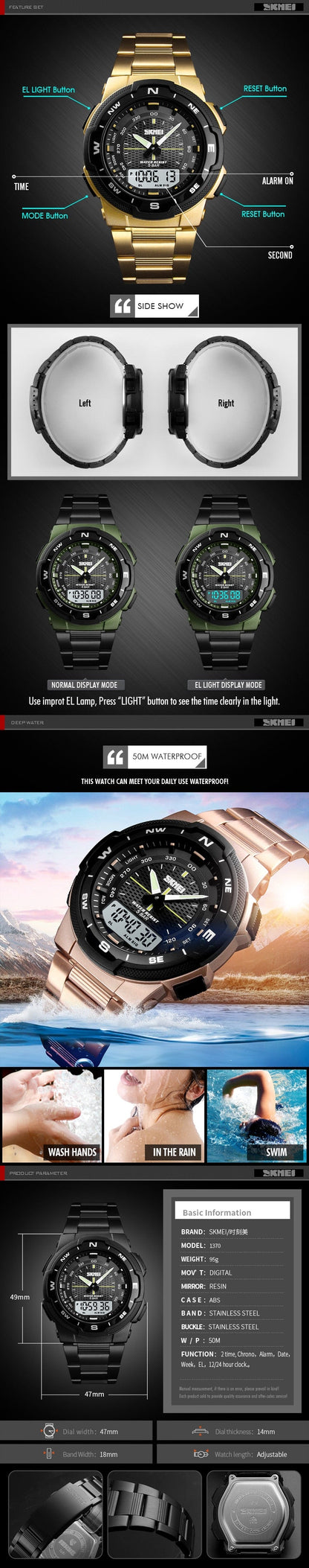 Outdoor Sport 50m Waterproof Digital Quartz Dual Time Military Sports Watch The Clothing Company Sydney
