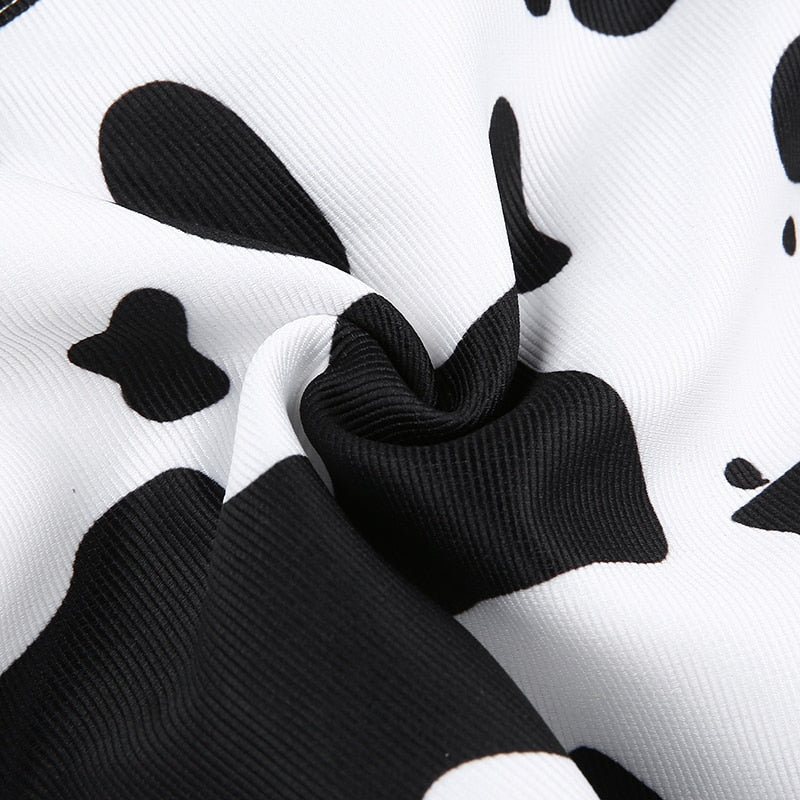 Streetwear Cow Print Cropped Casual Buttons Coat Women Cardigan Spring Autumn Basic Jacket The Clothing Company Sydney