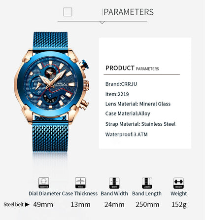 Luxury Brand Army Military Watch High-Quality 316L Stainless Steel Chronograph Men's Watch The Clothing Company Sydney