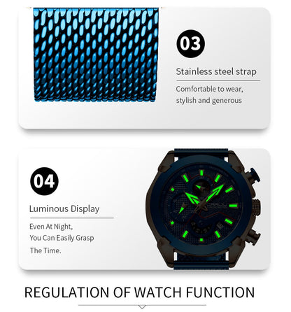 Luxury Brand Army Military Watch High-Quality 316L Stainless Steel Chronograph Men's Watch The Clothing Company Sydney