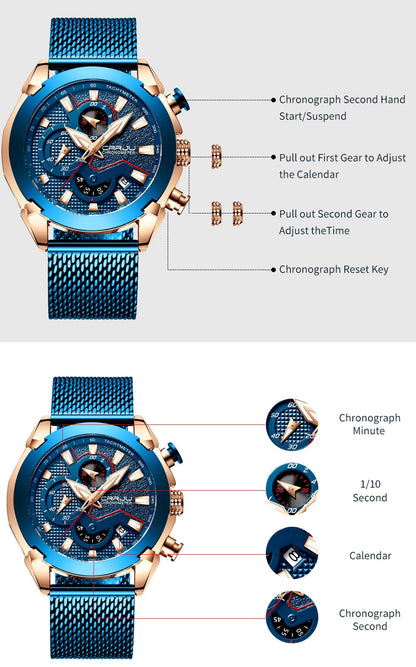 Luxury Brand Army Military Watch High-Quality 316L Stainless Steel Chronograph Men's Watch The Clothing Company Sydney