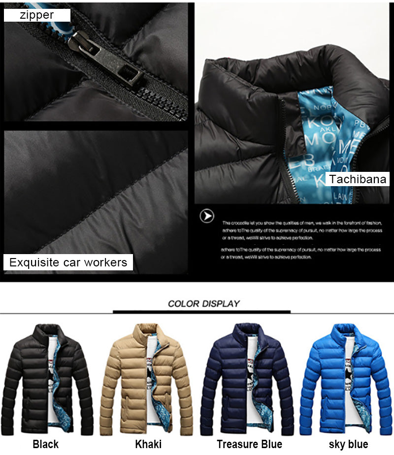 Stand Collar Parka Jacket Men's Solid Thick Jackets and Coats Winter Parkas The Clothing Company Sydney