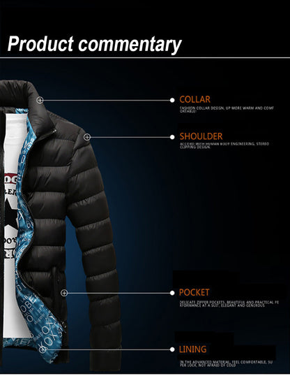 Stand Collar Parka Jacket Men's Solid Thick Jackets and Coats Winter Parkas The Clothing Company Sydney