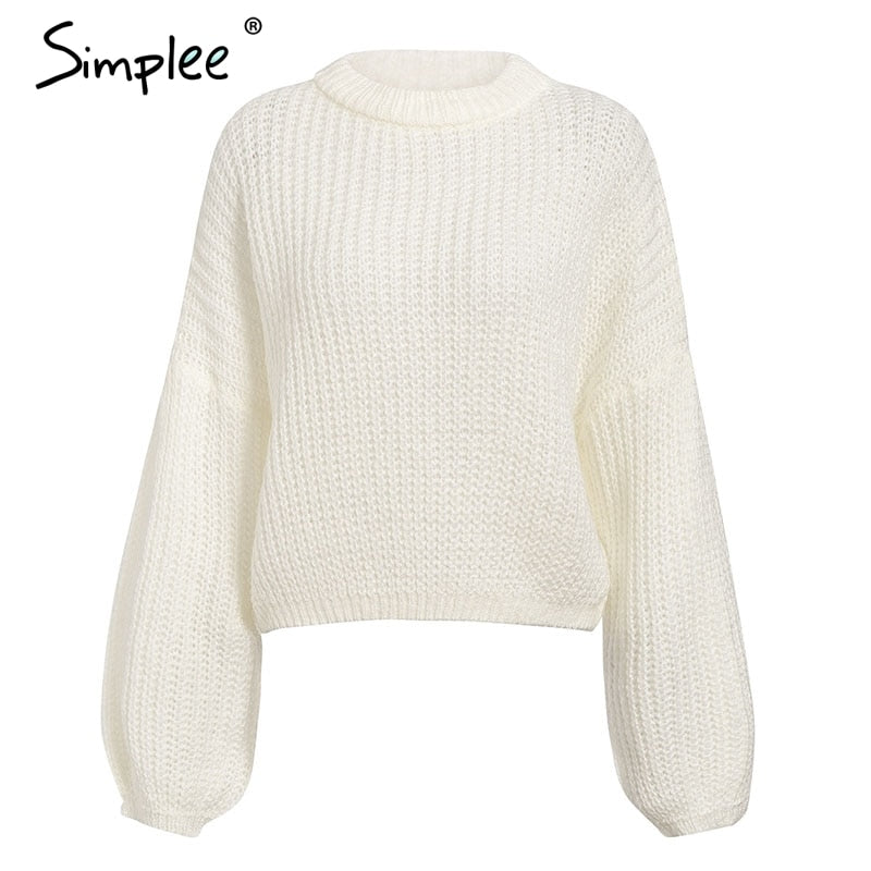 Lantern sleeve knitted pullover loose round neck red autumn casual sweater jumper The Clothing Company Sydney