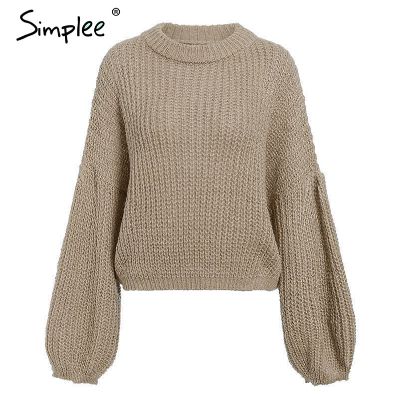 Lantern sleeve knitted pullover loose round neck red autumn casual sweater jumper The Clothing Company Sydney