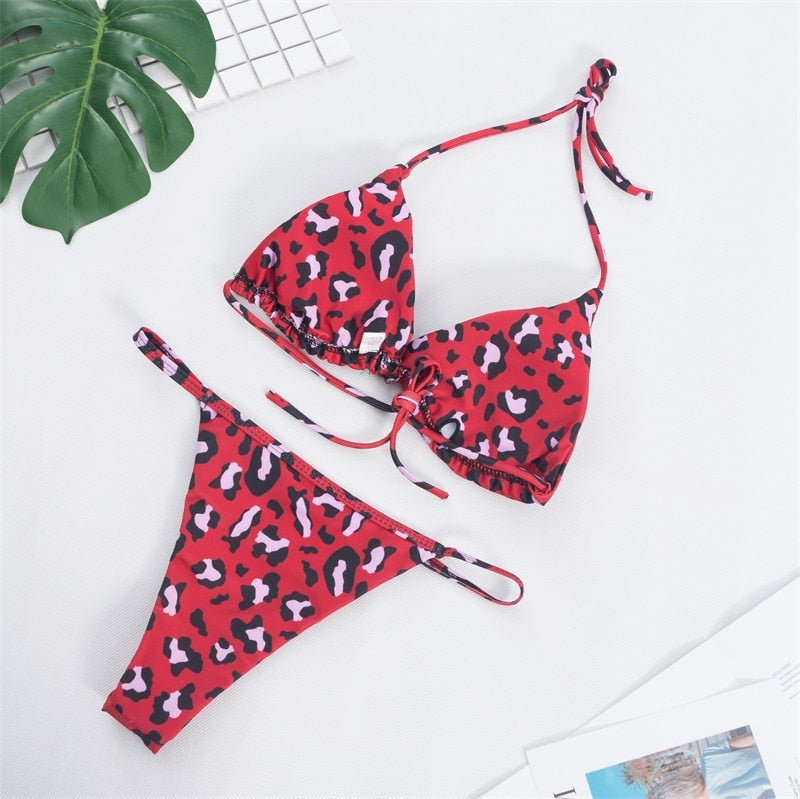 2 Piece Solid Sexy Push Up Swimwear Women Brazilian Swimsuit Low Waist Halter  Bathing Suit Bikini Set The Clothing Company Sydney