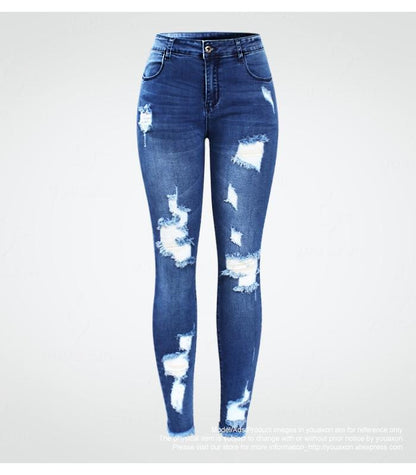 Ultra Stretchy Blue Tassel Ripped  Denim Pants Pencil Skinny Jeans The Clothing Company Sydney