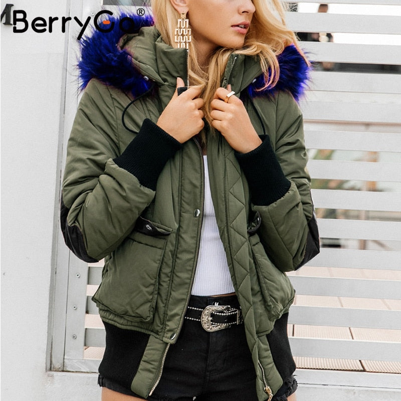 Hooded Fur Waist Length Zipper Front Bomber Jacket in 3 Colours The Clothing Company Sydney