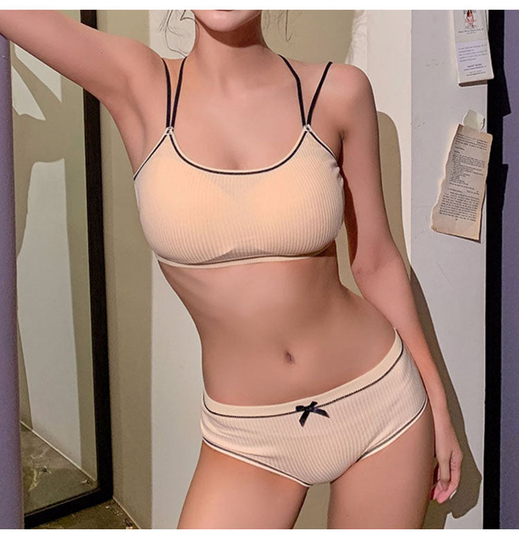 Cotton Thin Screw Thread Push Up Bra Set beauty back Women Bra Panties Set Comfort Underwear Lingerie Set The Clothing Company Sydney