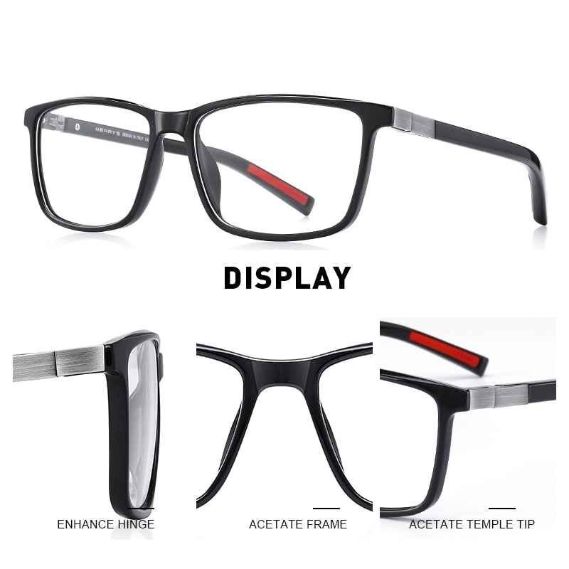 Designer Men's Luxury Acetate Myopia Prescription Eyeglasses Spring Hinge Silicone Temple Tip Glasses Frames The Clothing Company Sydney