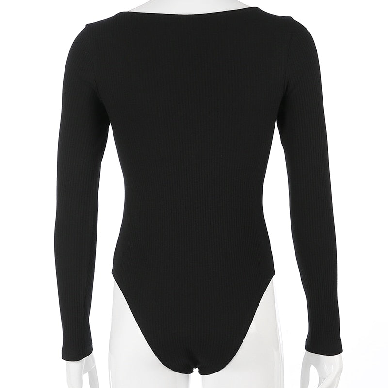 Autumn winter skinny button up long sleeve bodysuit The Clothing Company Sydney