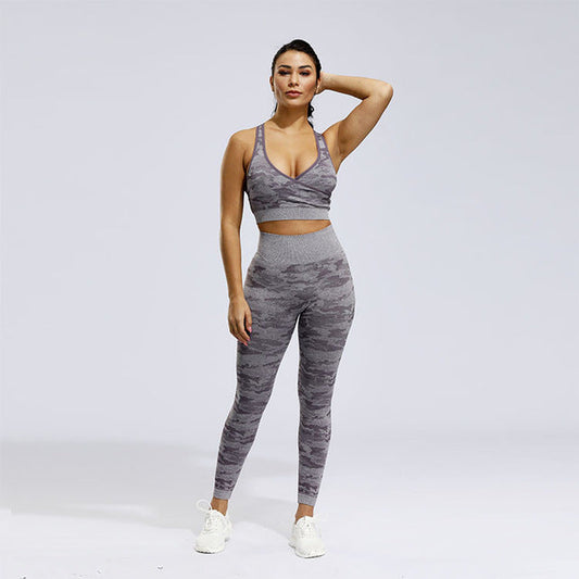 2 Piece Sports Yoga Gym Fitness Camo Athletic Pants Sportswear Leggings Seamless Active Bra Top Set The Clothing Company Sydney